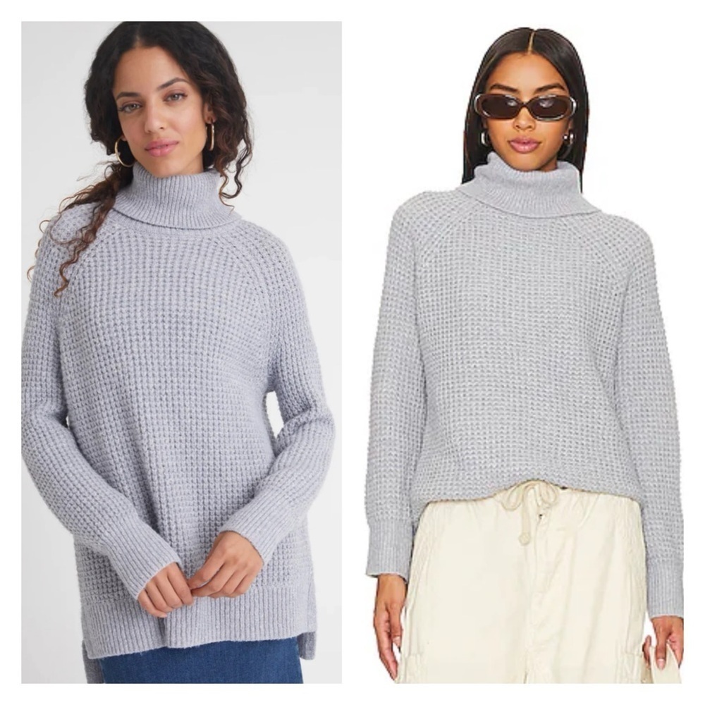 525 America Stella Iceberg Light Blue Cotton Oversized Turtleneck Sweater Size S